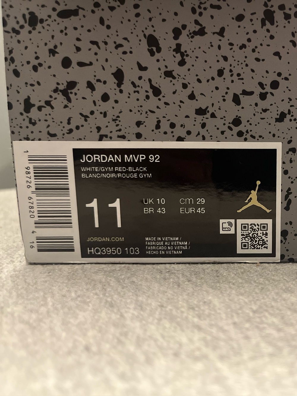 Nike Air Jordan MVP 92 White Black Gym Red Sneakers Men's Size 11 HQ3950-103 - Picture 11 of 12